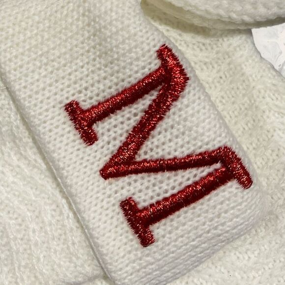 NWOT 2 Christmas Knit Mini Stocking Monogram Letter "M"  - Size 7"- White/Red - Picture 4 of 4
